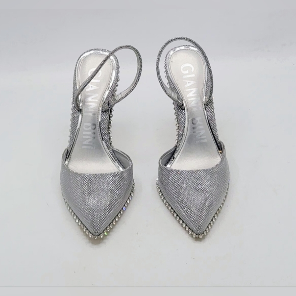 Gianni Bini Silver Rhinestone Embellished Slingback Pumps - Size 7.5 - Picture 10 of 17